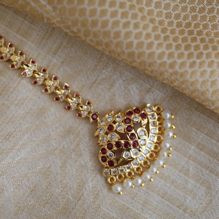 Heritage gold plated ruby white tikka TH423