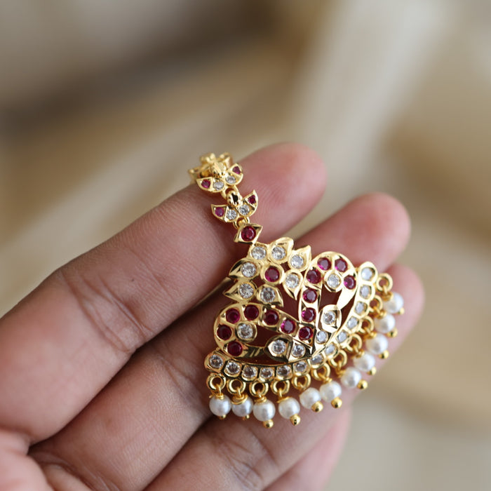 Heritage gold plated ruby white tikka TH423