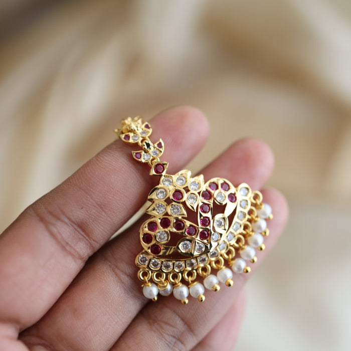 Heritage gold plated ruby white tikka TH423