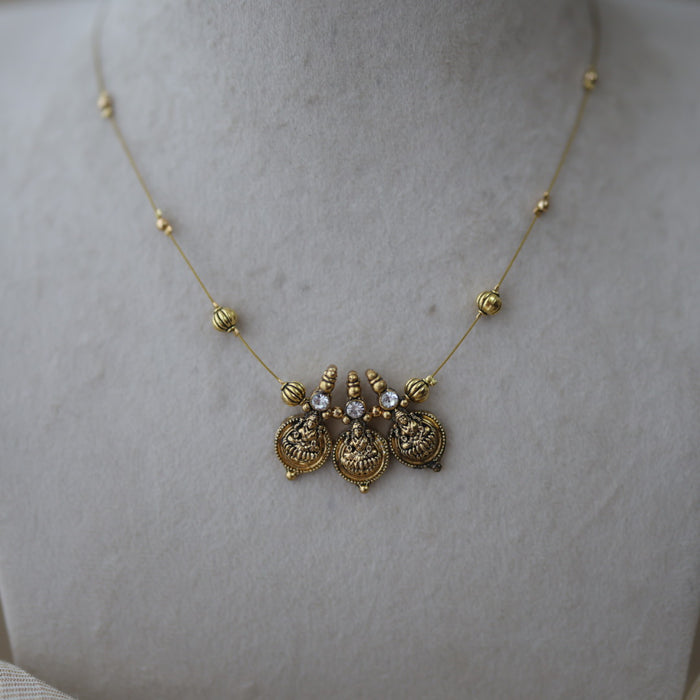 Antique invisible coin design pendant necklace IN122