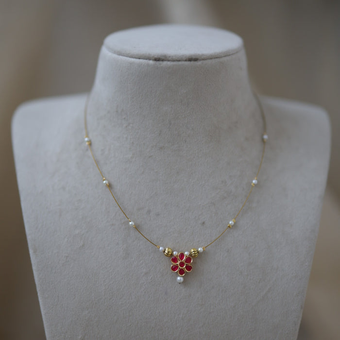 Antique invisible ruby pendant necklace IN452