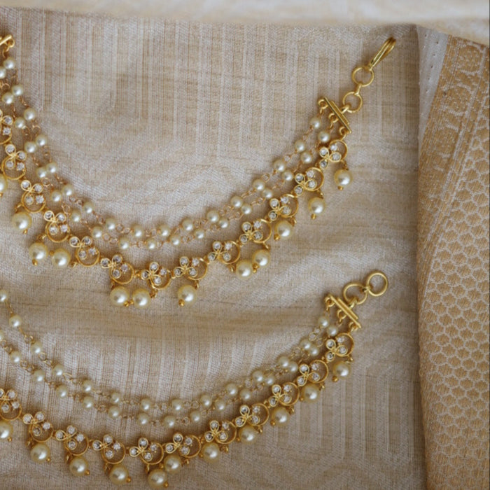 Heritage gold plated white stone mattal ear accessoris HM44