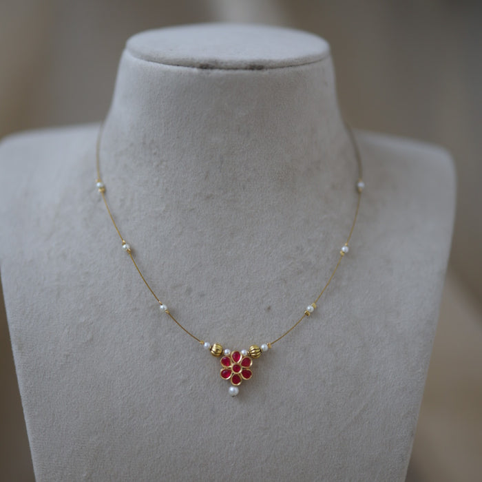 Antique invisible ruby pendant necklace IN452