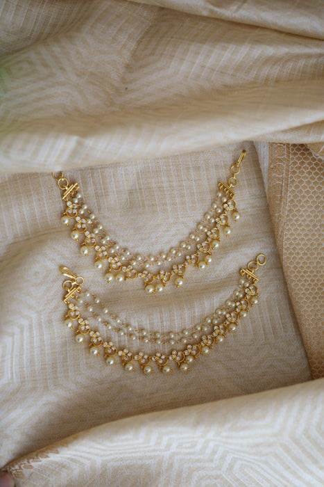 Heritage gold plated white stone mattal ear accessoris HM44