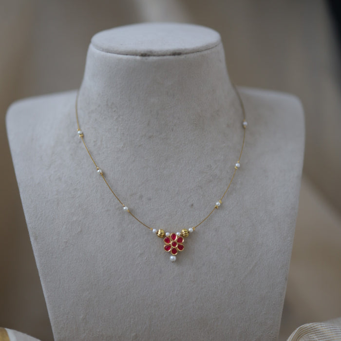 Antique invisible ruby pendant necklace IN452