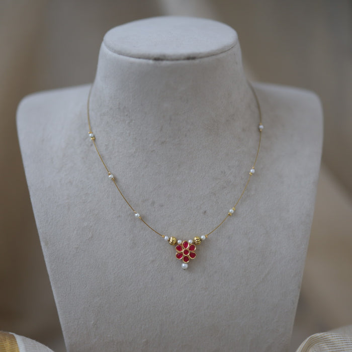 Antique invisible ruby pendant necklace IN452