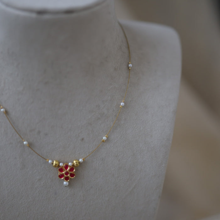 Antique invisible ruby pendant necklace IN452