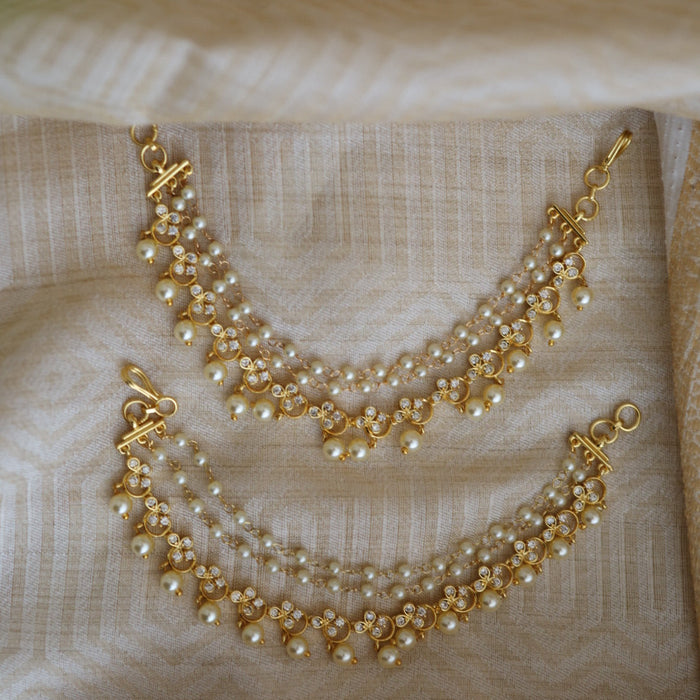 Heritage gold plated white stone mattal ear accessoris HM44