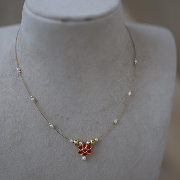 Antique invisible ruby pendant necklace IN452