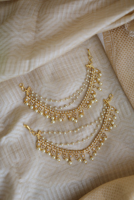 Heritage gold plated white stone mattal ear accessoris HM222