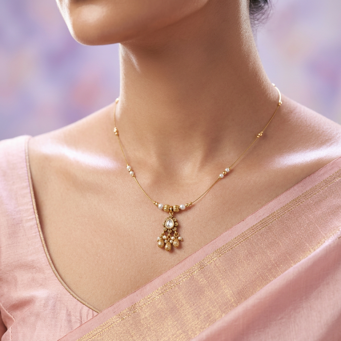 Antique invisible simple pendant necklace IN4233