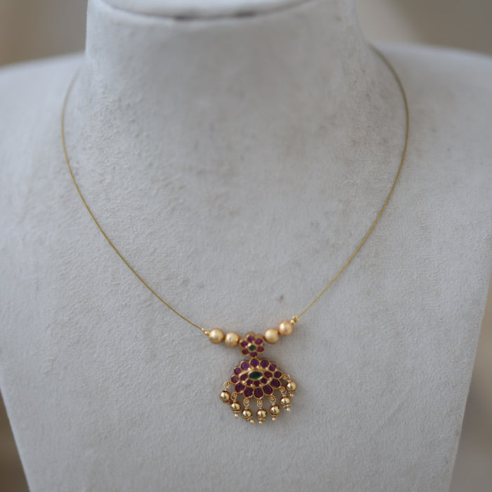 Antique invisible ruby pendant necklace IN452