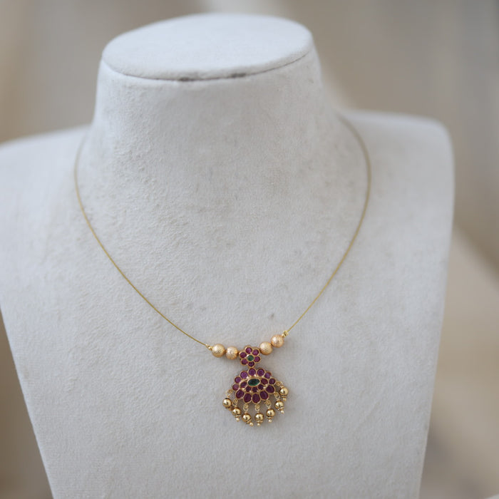 Antique invisible ruby pendant necklace IN452