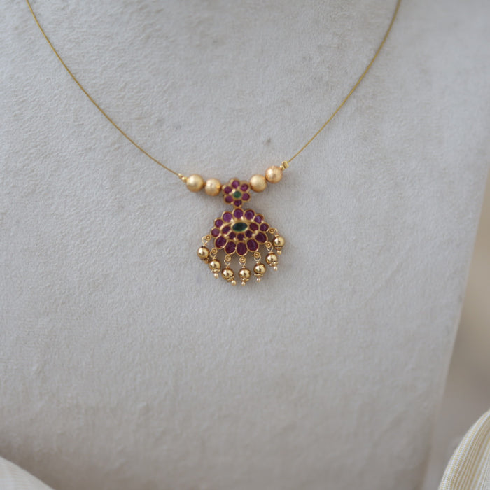 Antique invisible ruby pendant necklace IN452