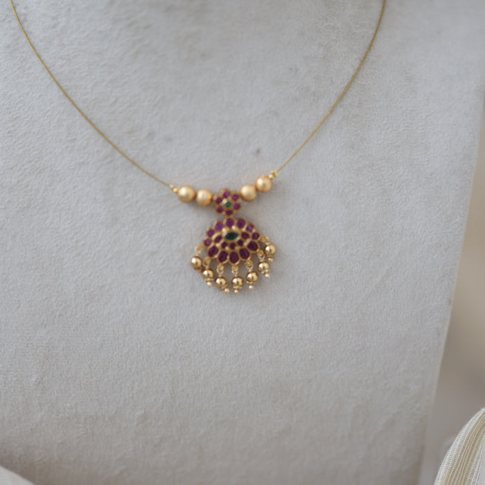 Antique invisible ruby pendant necklace IN452