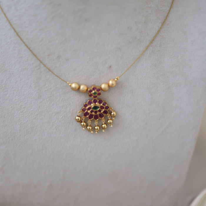 Antique invisible ruby pendant necklace IN452