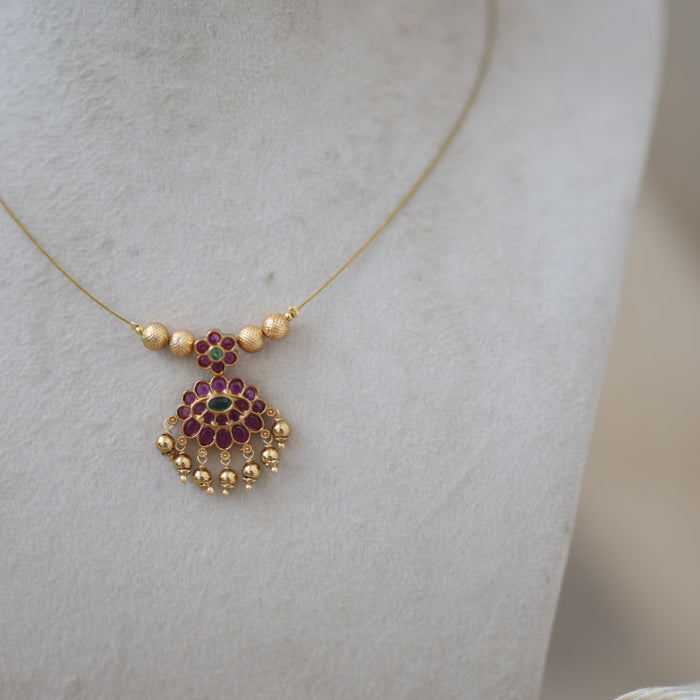 Antique invisible ruby pendant necklace IN452