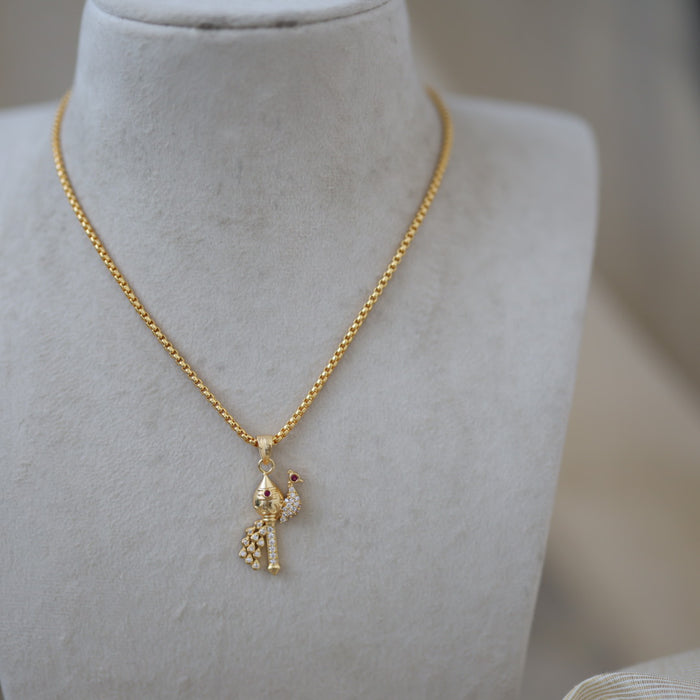 Heritage gold plated simple chain with  OM pendant chain HC520