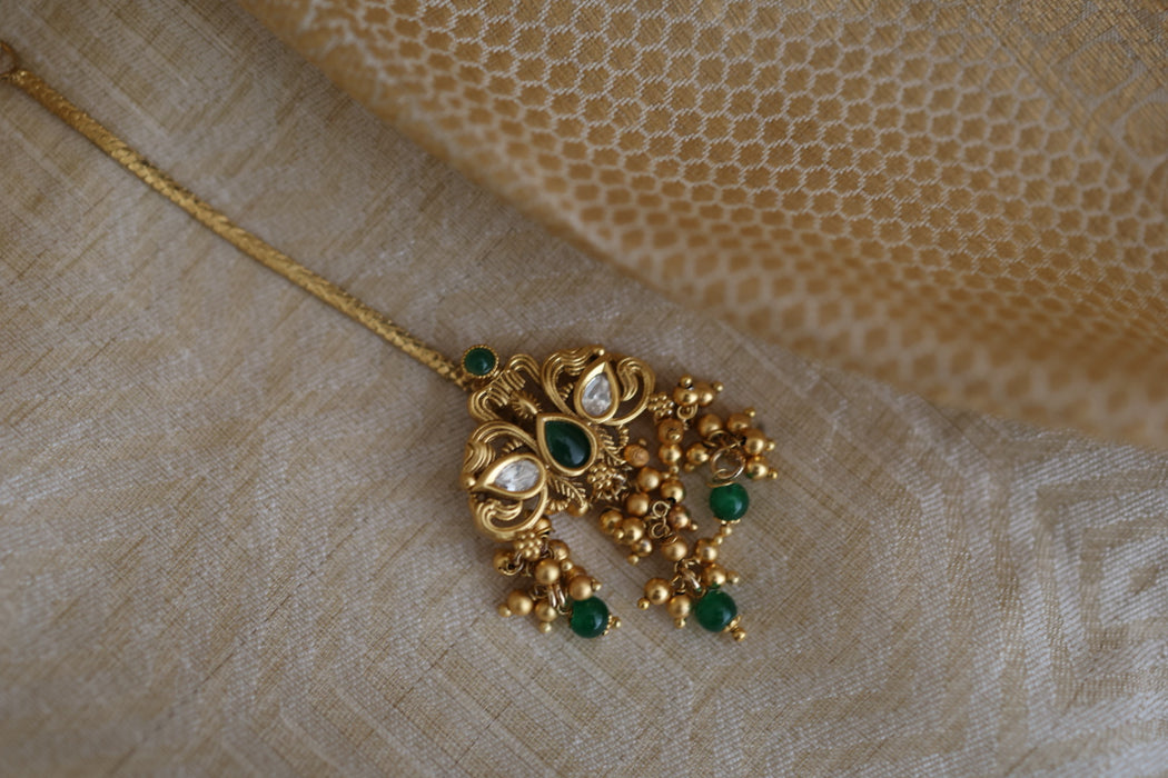 Antique gold ruby pearl tikka TA859