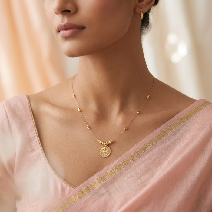 Heritage gold plated coin design invisible necklace IN2344
