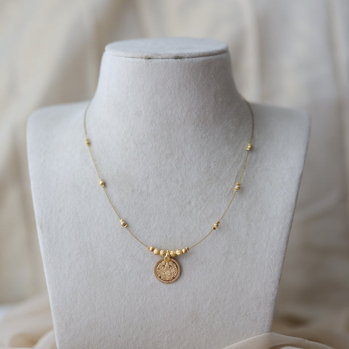 Heritage gold plated coin design invisible necklace IN2344