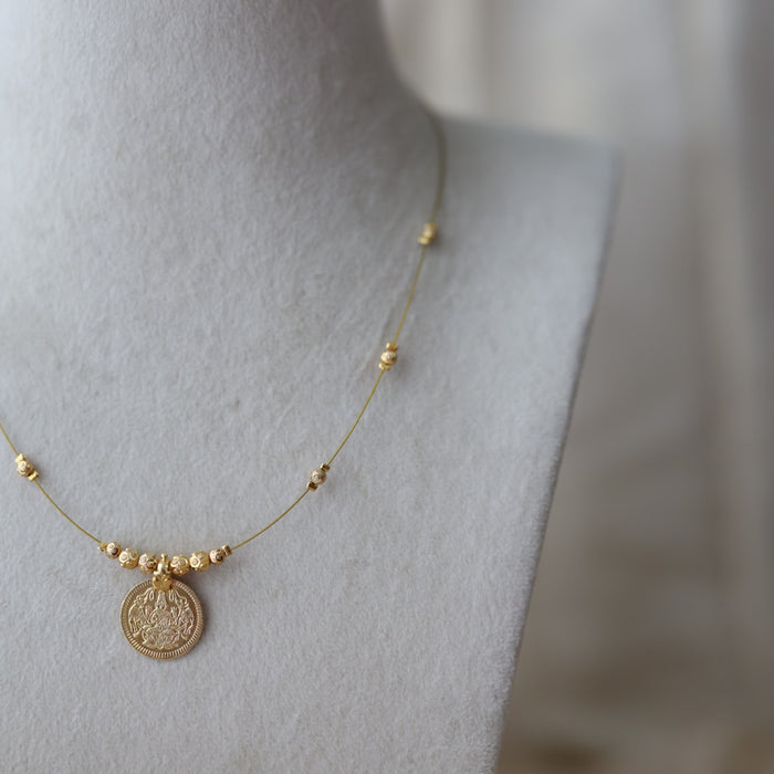 Heritage gold plated coin design invisible necklace IN2344