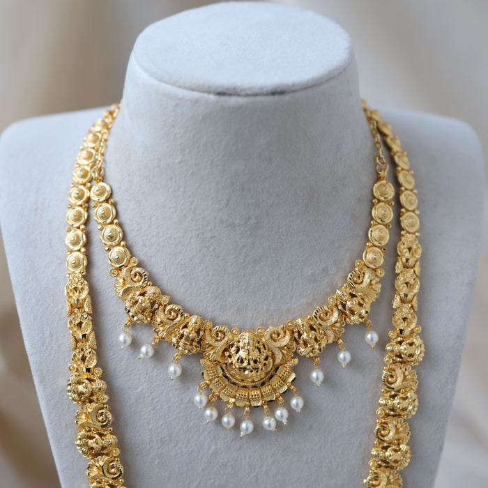 Heritage gold plated short and long necklace set with earrings HPS270