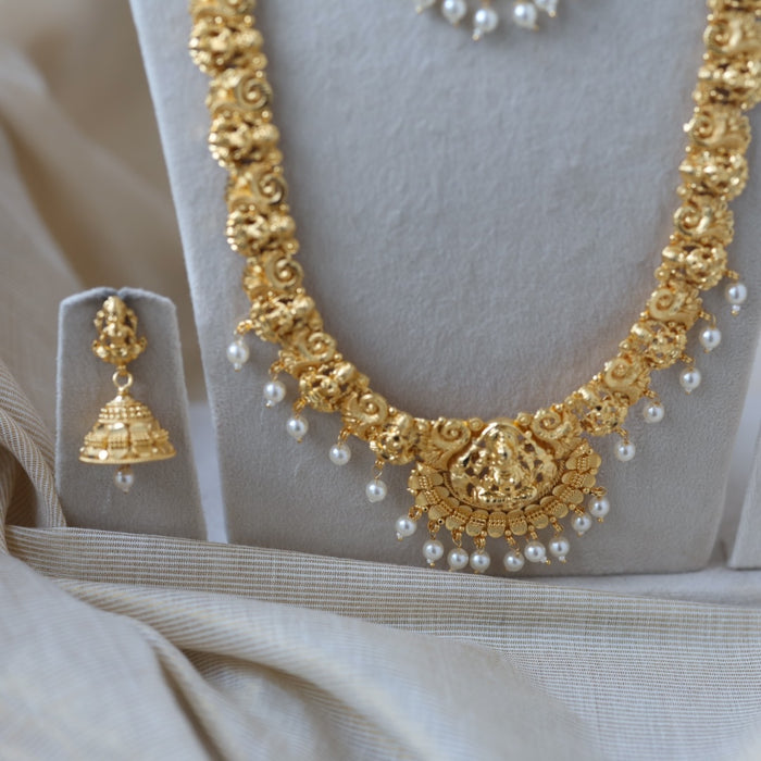 Heritage gold plated short and long necklace set with earrings HPS270
