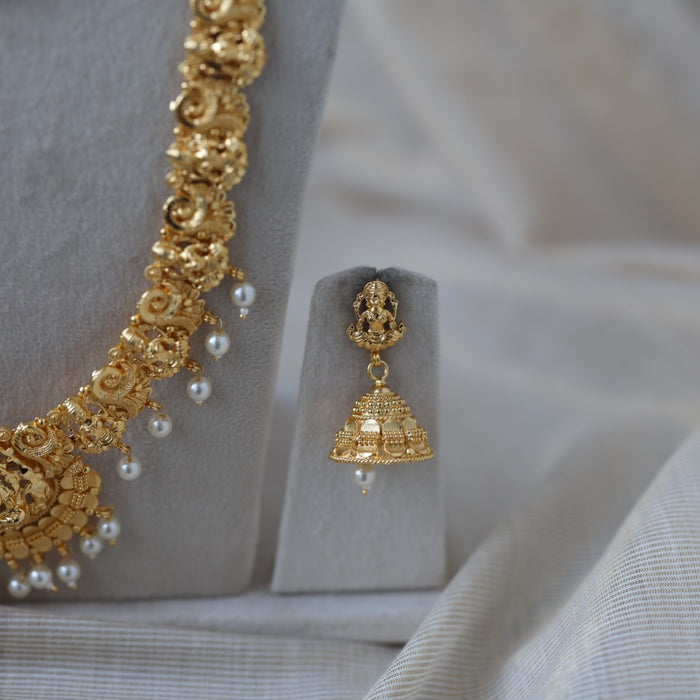 Heritage gold plated short and long necklace set with earrings HPS270
