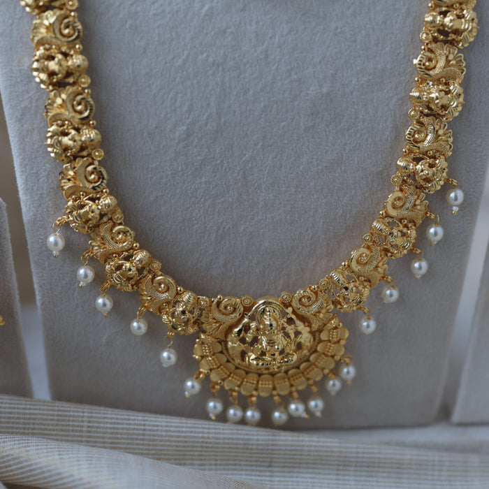 Heritage gold plated short and long necklace set with earrings HPS270
