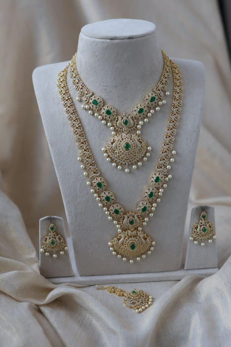 Heritage gold plated short and long necklace set with earrings HPS271
