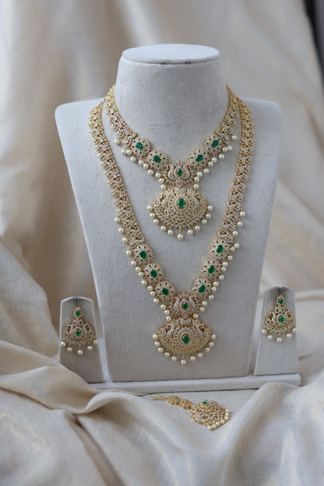 Heritage gold plated short and long necklace set with earrings HPS271