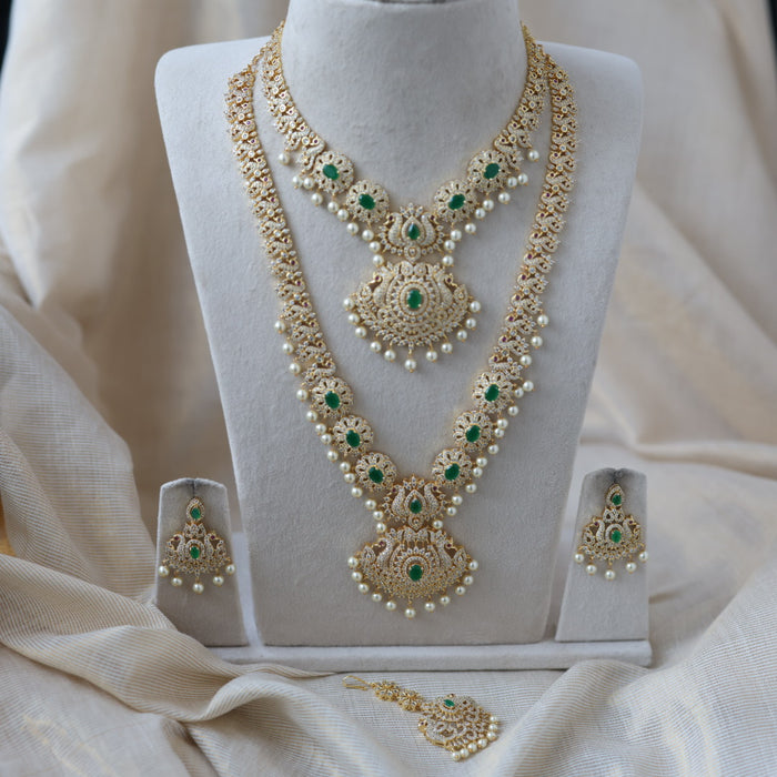Heritage gold plated short and long necklace set with earrings HPS271