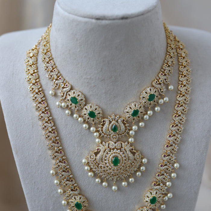 Heritage gold plated short and long necklace set with earrings HPS271