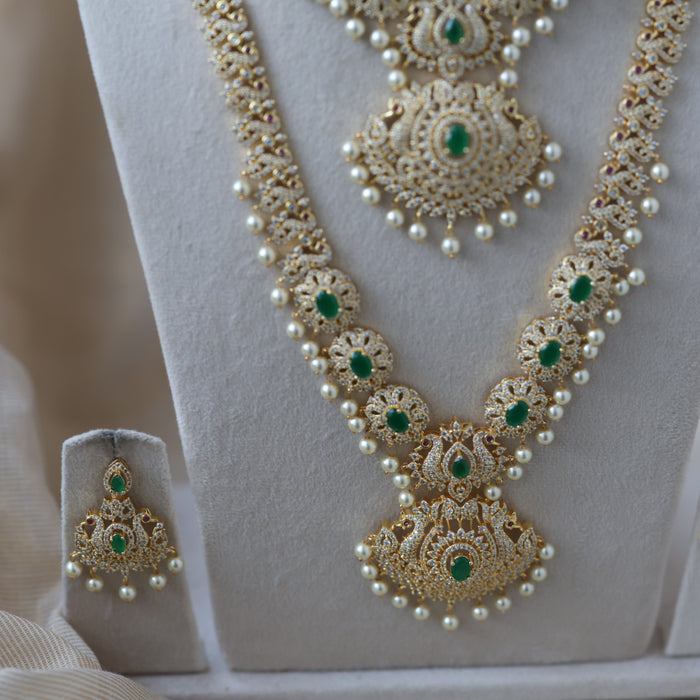 Heritage gold plated short and long necklace set with earrings HPS271