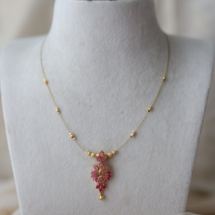 Heritage gold plated ruby stone invisible necklace IN299