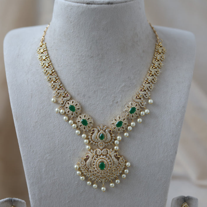 Heritage gold plated short and long necklace set with earrings HPS271
