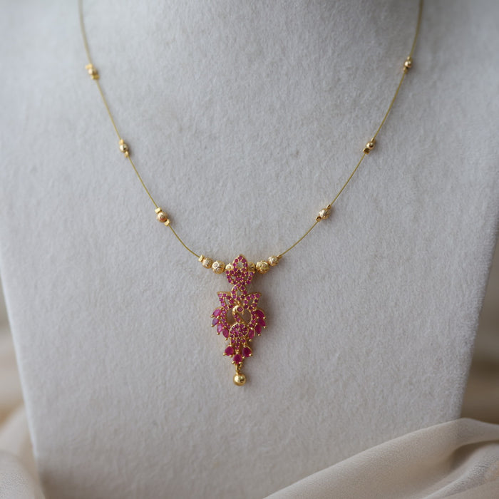 Heritage gold plated ruby stone invisible necklace IN299