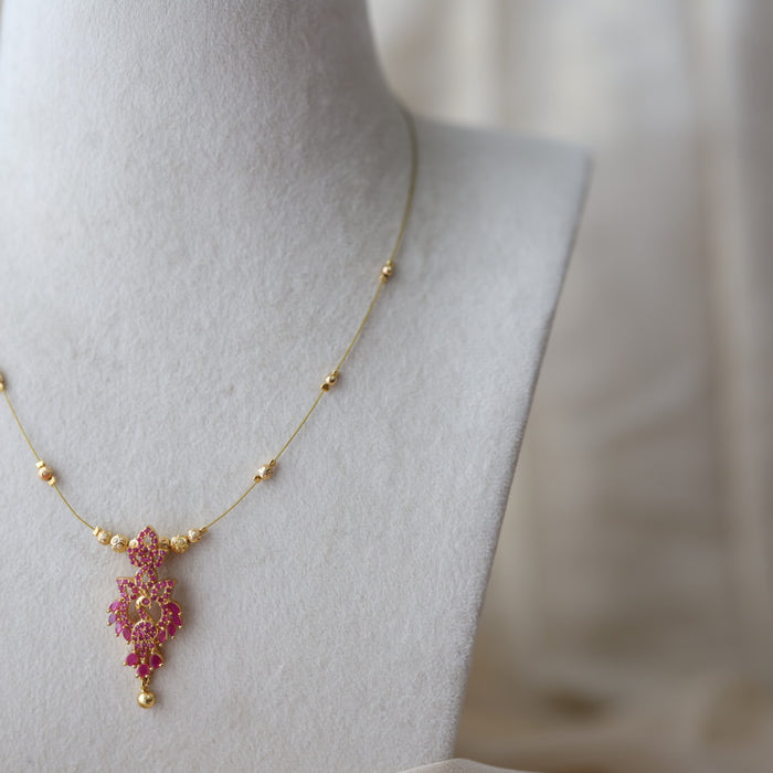 Heritage gold plated ruby stone invisible necklace IN299