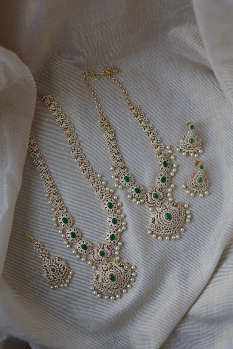Heritage gold plated short and long necklace set with earrings HPS271