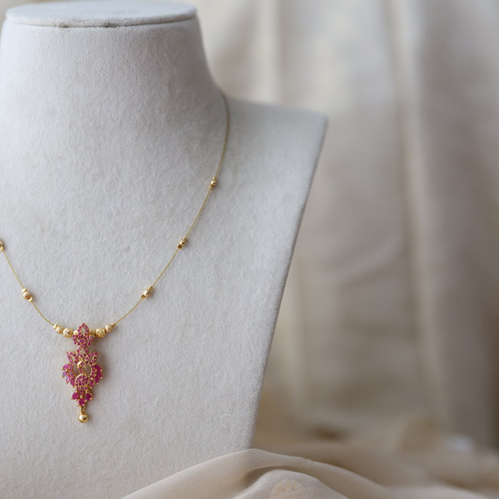 Heritage gold plated ruby stone invisible necklace IN299