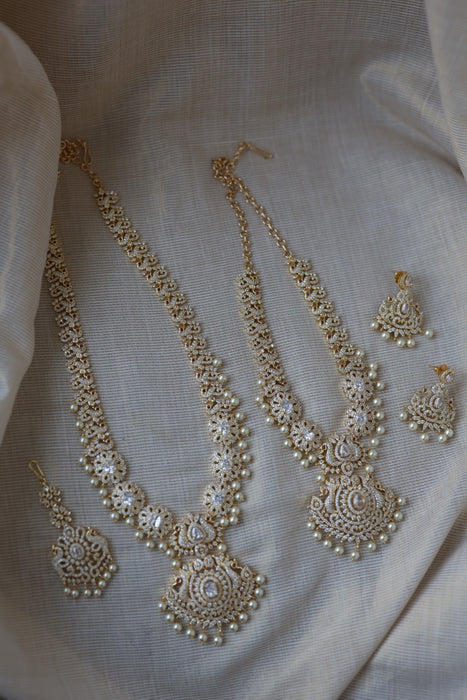 Heritage gold plated short and long necklace set with earrings HPS272