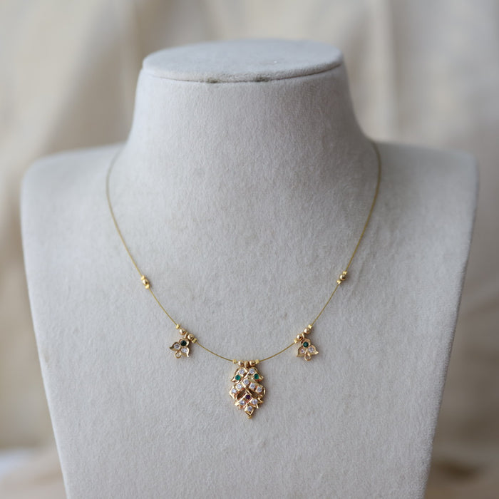 Heritage gold plated multi stone invisible necklace IN1334