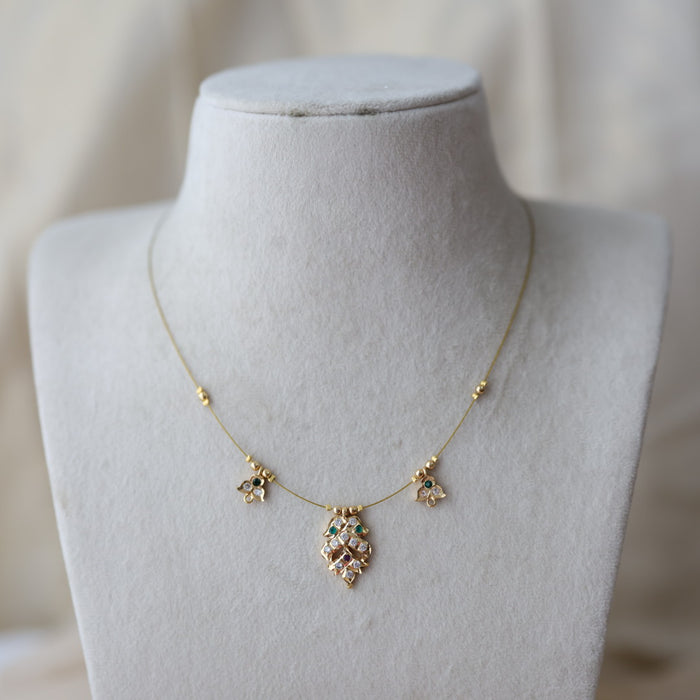 Heritage gold plated multi stone invisible necklace IN1334