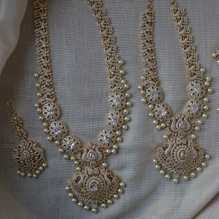 Heritage gold plated short and long necklace set with earrings HPS272