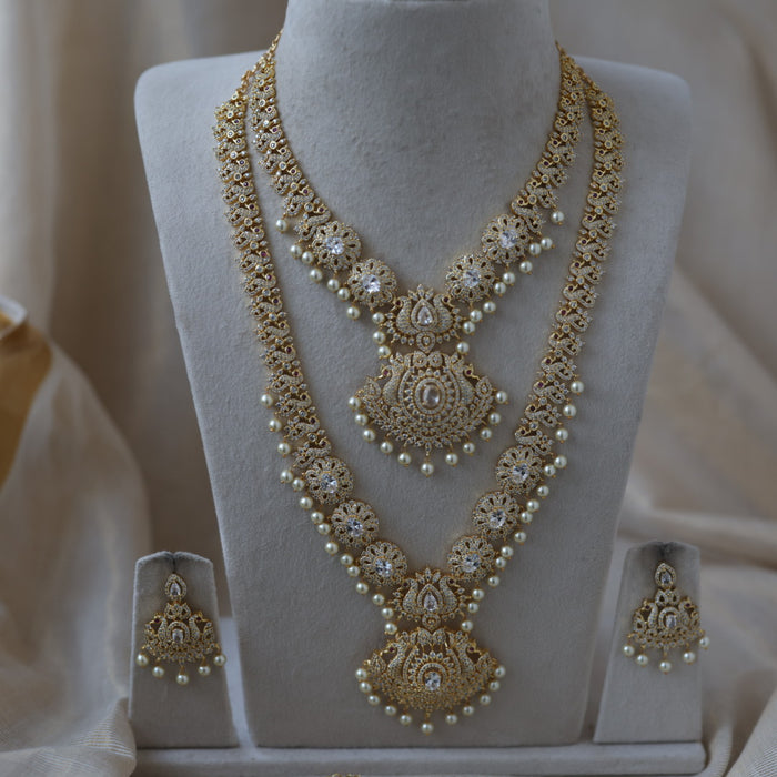 Heritage gold plated short and long necklace set with earrings HPS272