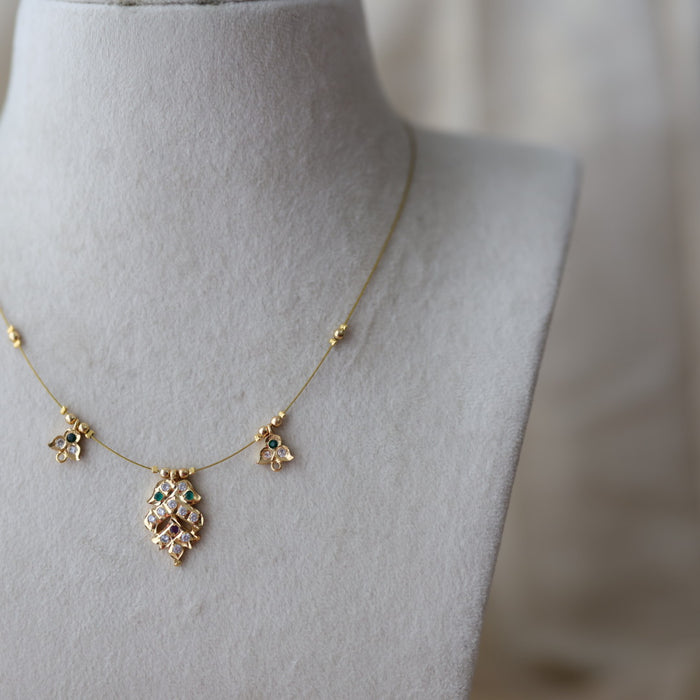 Heritage gold plated multi stone invisible necklace IN1334