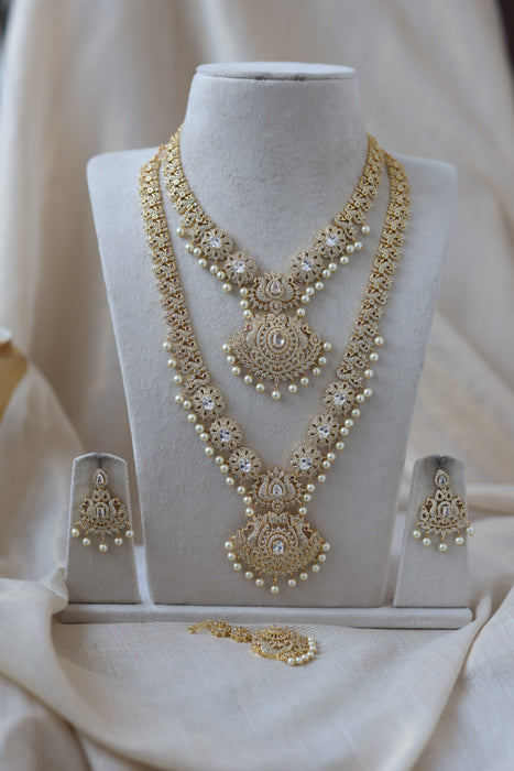 Heritage gold plated short and long necklace set with earrings HPS272