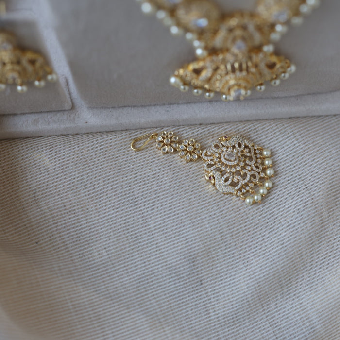 Heritage gold plated short and long necklace set with earrings HPS272
