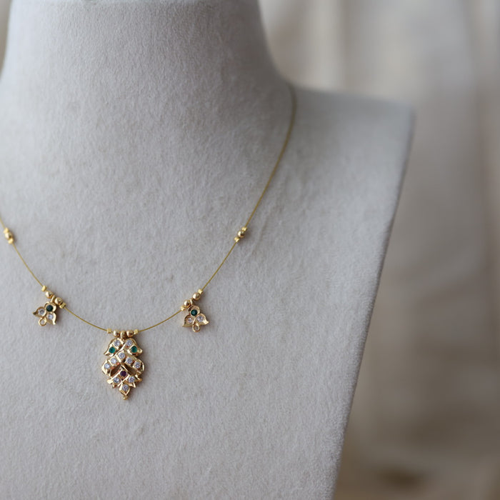 Heritage gold plated multi stone invisible necklace IN1334